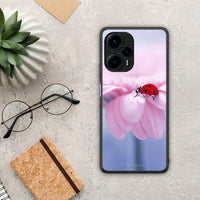 Thumbnail for Θήκη Xiaomi Poco F5 5G Ladybug Flower από τη Smartfits με σχέδιο στο πίσω μέρος και μαύρο περίβλημα | Xiaomi Poco F5 5G Ladybug Flower Case with Colorful Back and Black Bezels