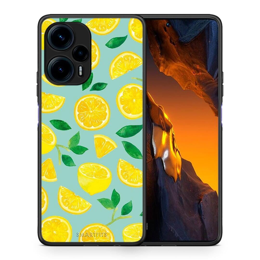 Θήκη Xiaomi Poco F5 5G Lemons από τη Smartfits με σχέδιο στο πίσω μέρος και μαύρο περίβλημα | Xiaomi Poco F5 5G Lemons Case with Colorful Back and Black Bezels