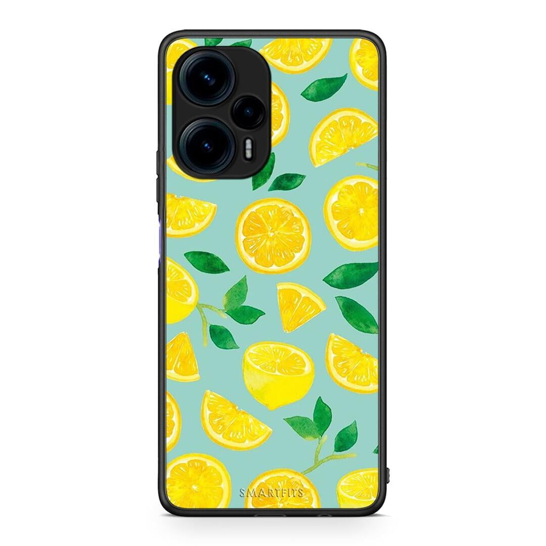 Θήκη Xiaomi Poco F5 5G Lemons από τη Smartfits με σχέδιο στο πίσω μέρος και μαύρο περίβλημα | Xiaomi Poco F5 5G Lemons Case with Colorful Back and Black Bezels