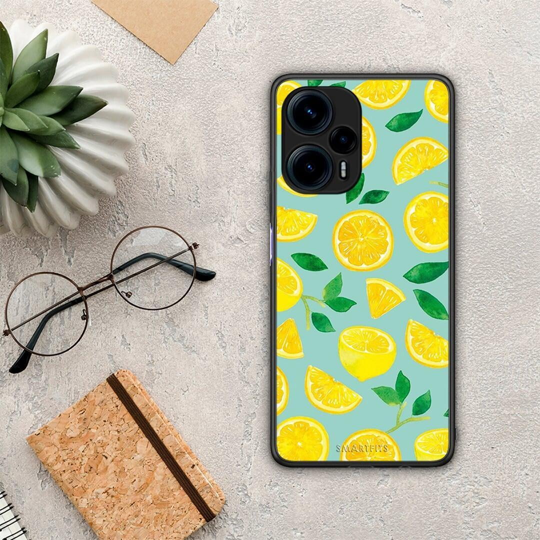 Θήκη Xiaomi Poco F5 5G Lemons από τη Smartfits με σχέδιο στο πίσω μέρος και μαύρο περίβλημα | Xiaomi Poco F5 5G Lemons Case with Colorful Back and Black Bezels