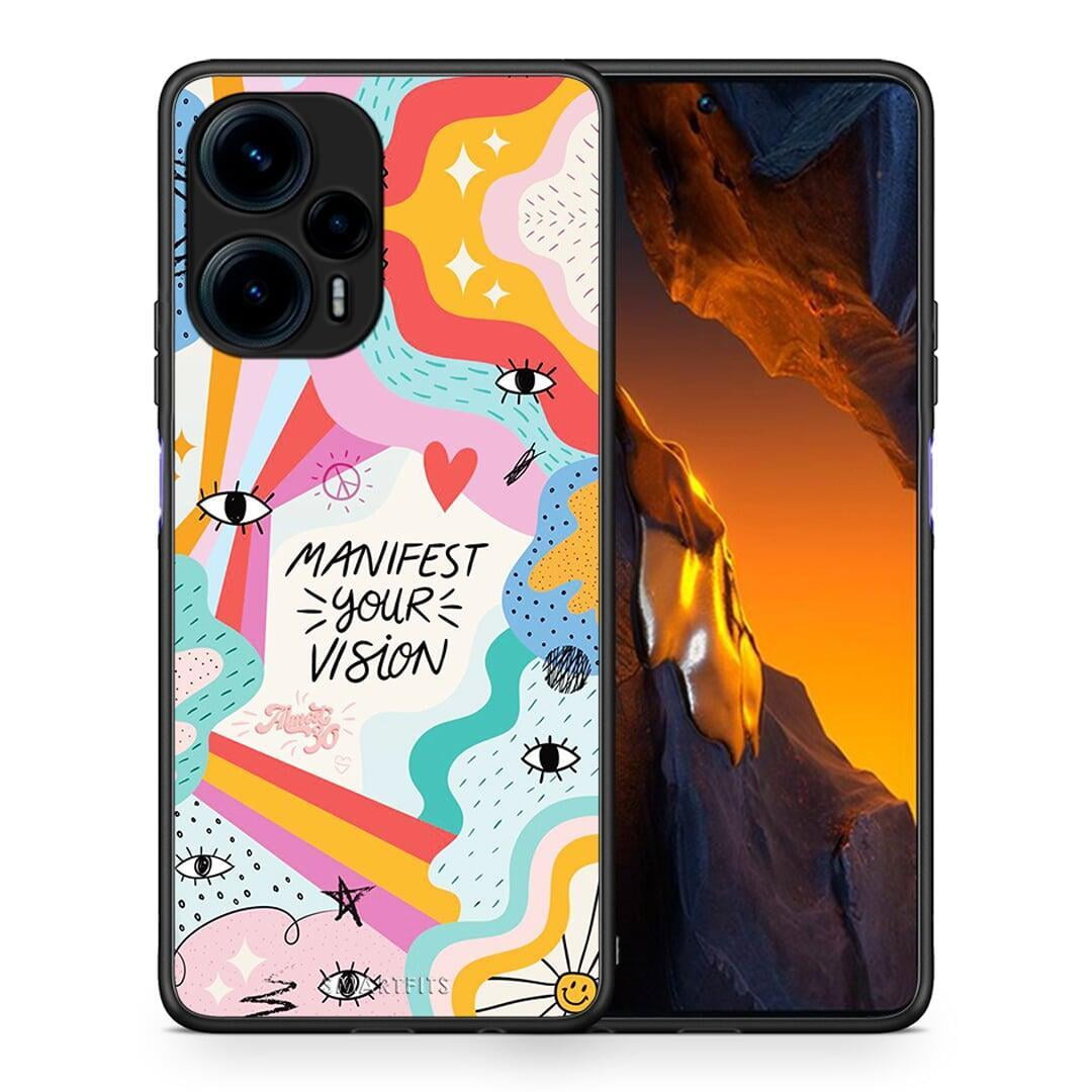 Θήκη Xiaomi Poco F5 5G Manifest Your Vision από τη Smartfits με σχέδιο στο πίσω μέρος και μαύρο περίβλημα | Xiaomi Poco F5 5G Manifest Your Vision Case with Colorful Back and Black Bezels