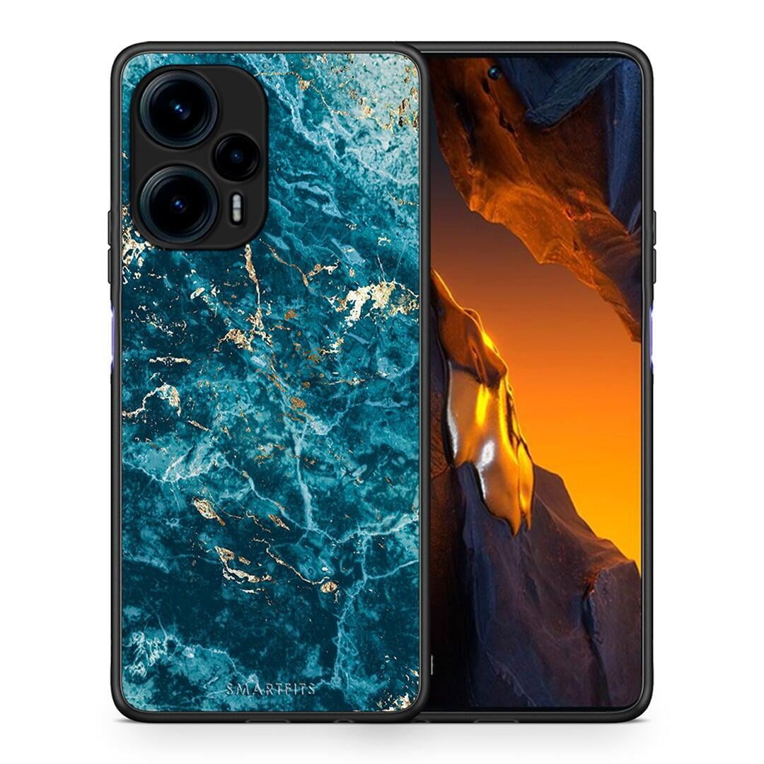 Θήκη Xiaomi Poco F5 5G Marble Blue από τη Smartfits με σχέδιο στο πίσω μέρος και μαύρο περίβλημα | Xiaomi Poco F5 5G Marble Blue Case with Colorful Back and Black Bezels