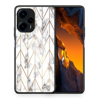 Thumbnail for Θήκη Xiaomi Poco F5 5G Marble Gold Geometric από τη Smartfits με σχέδιο στο πίσω μέρος και μαύρο περίβλημα | Xiaomi Poco F5 5G Marble Gold Geometric Case with Colorful Back and Black Bezels