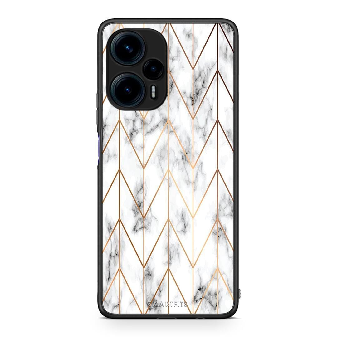 Θήκη Xiaomi Poco F5 5G Marble Gold Geometric από τη Smartfits με σχέδιο στο πίσω μέρος και μαύρο περίβλημα | Xiaomi Poco F5 5G Marble Gold Geometric Case with Colorful Back and Black Bezels