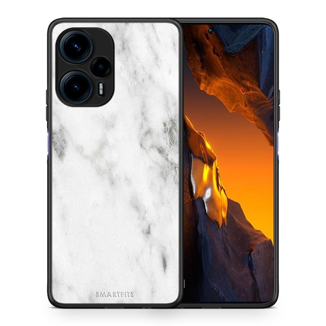 Θήκη Xiaomi Poco F5 5G Marble White από τη Smartfits με σχέδιο στο πίσω μέρος και μαύρο περίβλημα | Xiaomi Poco F5 5G Marble White Case with Colorful Back and Black Bezels