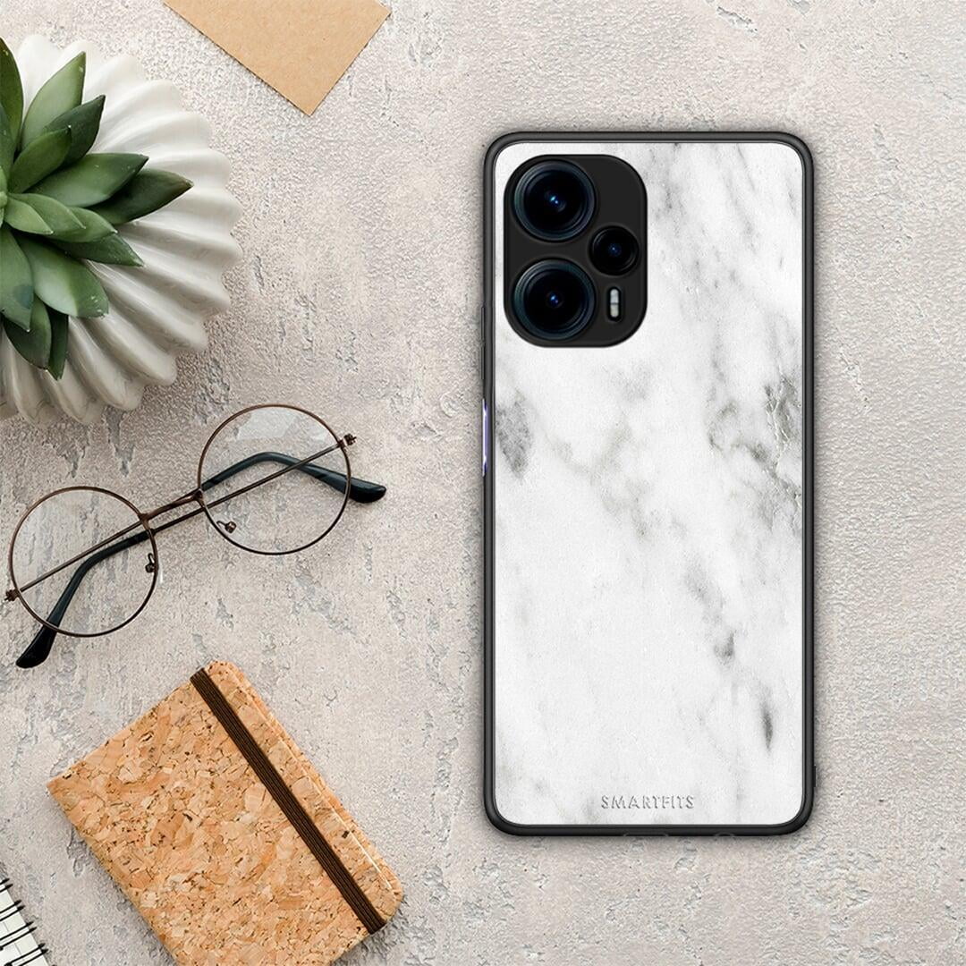 Θήκη Xiaomi Poco F5 5G Marble White από τη Smartfits με σχέδιο στο πίσω μέρος και μαύρο περίβλημα | Xiaomi Poco F5 5G Marble White Case with Colorful Back and Black Bezels