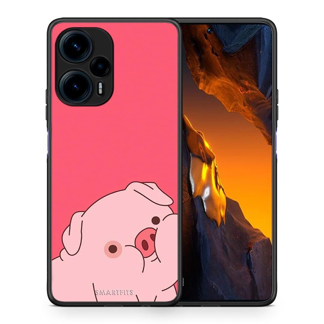 Θήκη Xiaomi Poco F5 5G Pig Love 1 από τη Smartfits με σχέδιο στο πίσω μέρος και μαύρο περίβλημα | Xiaomi Poco F5 5G Pig Love 1 Case with Colorful Back and Black Bezels