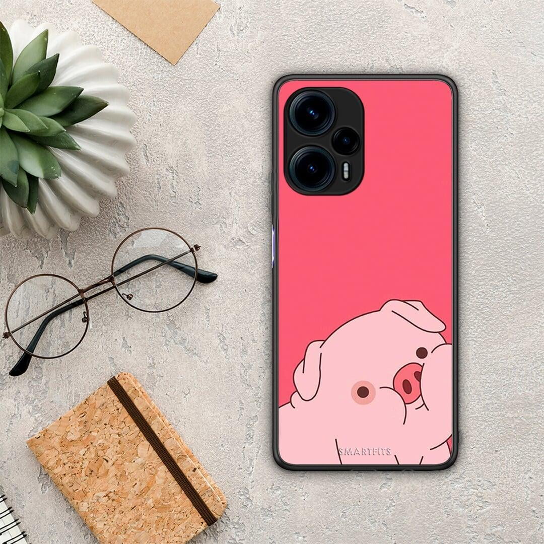 Θήκη Xiaomi Poco F5 5G Pig Love 1 από τη Smartfits με σχέδιο στο πίσω μέρος και μαύρο περίβλημα | Xiaomi Poco F5 5G Pig Love 1 Case with Colorful Back and Black Bezels