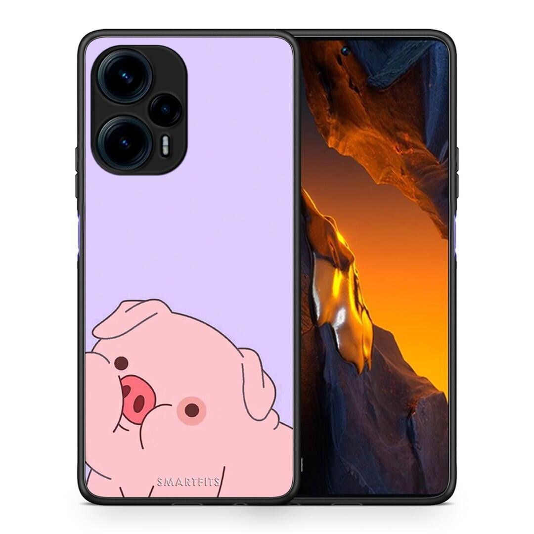 Θήκη Xiaomi Poco F5 5G Pig Love 2 από τη Smartfits με σχέδιο στο πίσω μέρος και μαύρο περίβλημα | Xiaomi Poco F5 5G Pig Love 2 Case with Colorful Back and Black Bezels