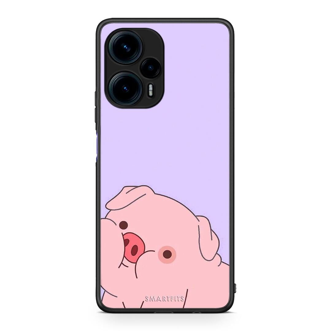 Θήκη Xiaomi Poco F5 5G Pig Love 2 από τη Smartfits με σχέδιο στο πίσω μέρος και μαύρο περίβλημα | Xiaomi Poco F5 5G Pig Love 2 Case with Colorful Back and Black Bezels