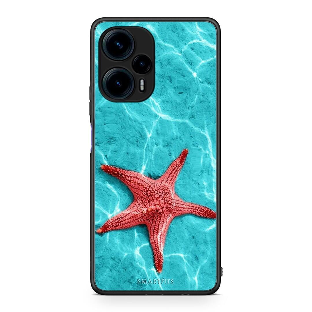 Θήκη Xiaomi Poco F5 5G Red Starfish από τη Smartfits με σχέδιο στο πίσω μέρος και μαύρο περίβλημα | Xiaomi Poco F5 5G Red Starfish Case with Colorful Back and Black Bezels