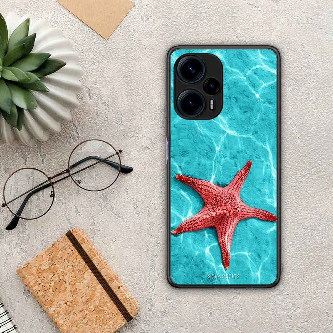 Θήκη Xiaomi Poco F5 5G Red Starfish από τη Smartfits με σχέδιο στο πίσω μέρος και μαύρο περίβλημα | Xiaomi Poco F5 5G Red Starfish Case with Colorful Back and Black Bezels