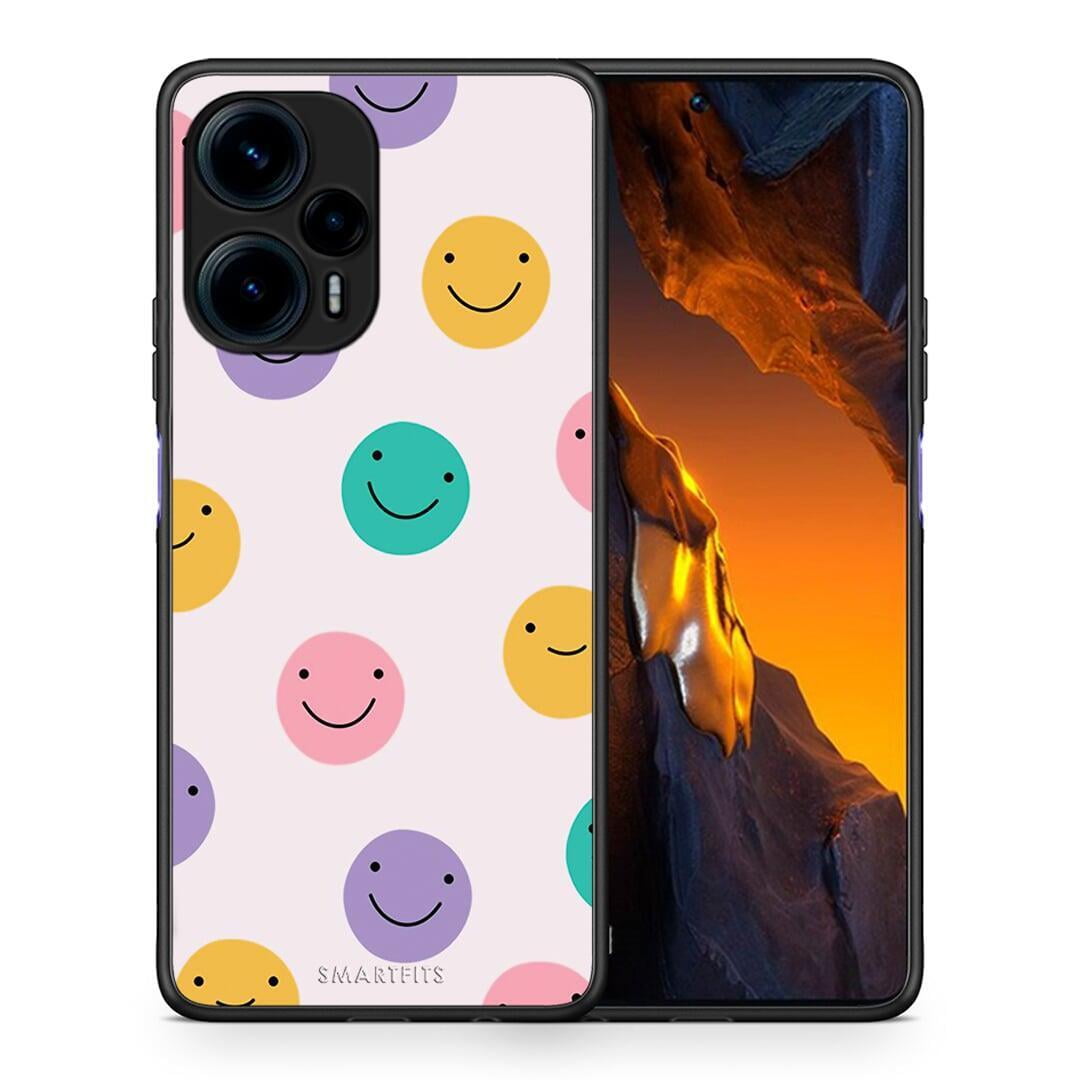 Θήκη Xiaomi Poco F5 5G Smiley Faces από τη Smartfits με σχέδιο στο πίσω μέρος και μαύρο περίβλημα | Xiaomi Poco F5 5G Smiley Faces Case with Colorful Back and Black Bezels