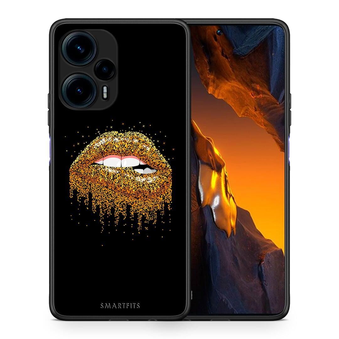 Θήκη Xiaomi Poco F5 5G Valentine Golden από τη Smartfits με σχέδιο στο πίσω μέρος και μαύρο περίβλημα | Xiaomi Poco F5 5G Valentine Golden Case with Colorful Back and Black Bezels