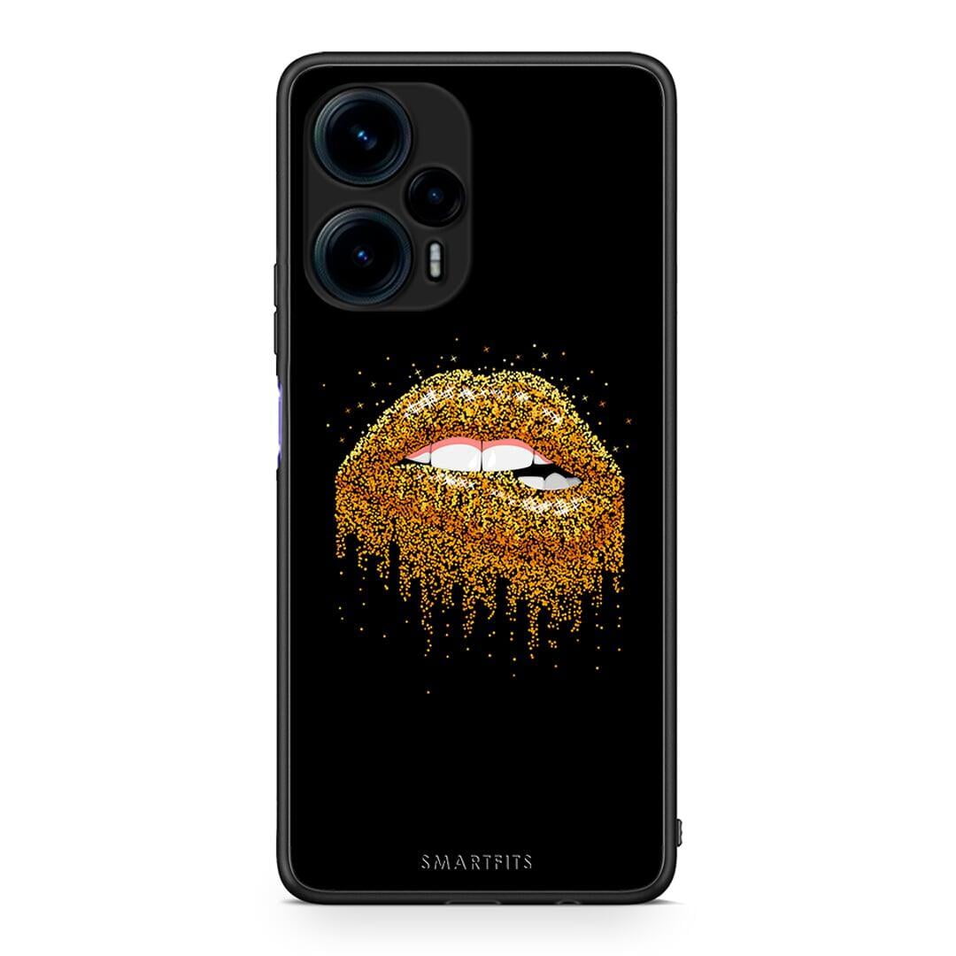 Θήκη Xiaomi Poco F5 5G Valentine Golden από τη Smartfits με σχέδιο στο πίσω μέρος και μαύρο περίβλημα | Xiaomi Poco F5 5G Valentine Golden Case with Colorful Back and Black Bezels