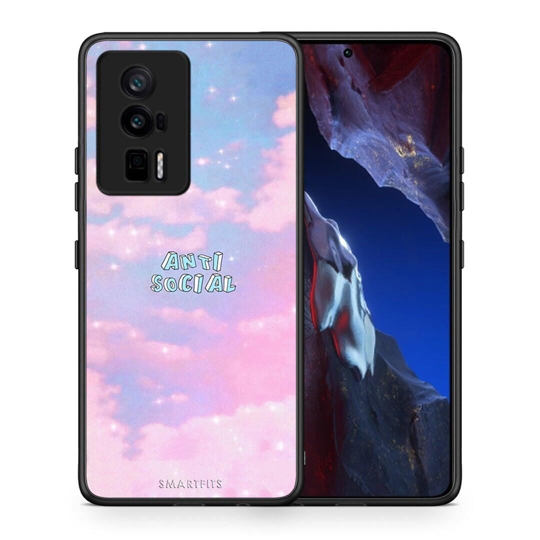 Θήκη Xiaomi Poco F5 Pro / Redmi K60 Pro Anti Social από τη Smartfits με σχέδιο στο πίσω μέρος και μαύρο περίβλημα | Xiaomi Poco F5 Pro / Redmi K60 Pro Anti Social Case with Colorful Back and Black Bezels