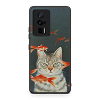 Thumbnail for Θήκη Xiaomi Poco F5 Pro / Redmi K60 Pro Cat Goldfish από τη Smartfits με σχέδιο στο πίσω μέρος και μαύρο περίβλημα | Xiaomi Poco F5 Pro / Redmi K60 Pro Cat Goldfish Case with Colorful Back and Black Bezels