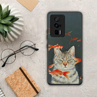 Thumbnail for Θήκη Xiaomi Poco F5 Pro / Redmi K60 Pro Cat Goldfish από τη Smartfits με σχέδιο στο πίσω μέρος και μαύρο περίβλημα | Xiaomi Poco F5 Pro / Redmi K60 Pro Cat Goldfish Case with Colorful Back and Black Bezels