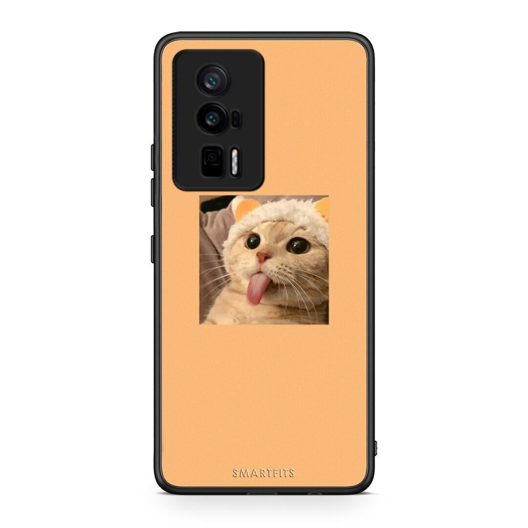 Θήκη Xiaomi Poco F5 Pro / Redmi K60 Pro Cat Tongue από τη Smartfits με σχέδιο στο πίσω μέρος και μαύρο περίβλημα | Xiaomi Poco F5 Pro / Redmi K60 Pro Cat Tongue Case with Colorful Back and Black Bezels