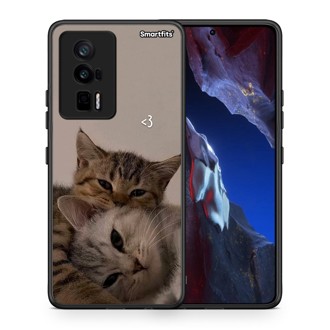 Θήκη Xiaomi Poco F5 Pro / Redmi K60 Pro Cats In Love από τη Smartfits με σχέδιο στο πίσω μέρος και μαύρο περίβλημα | Xiaomi Poco F5 Pro / Redmi K60 Pro Cats In Love Case with Colorful Back and Black Bezels