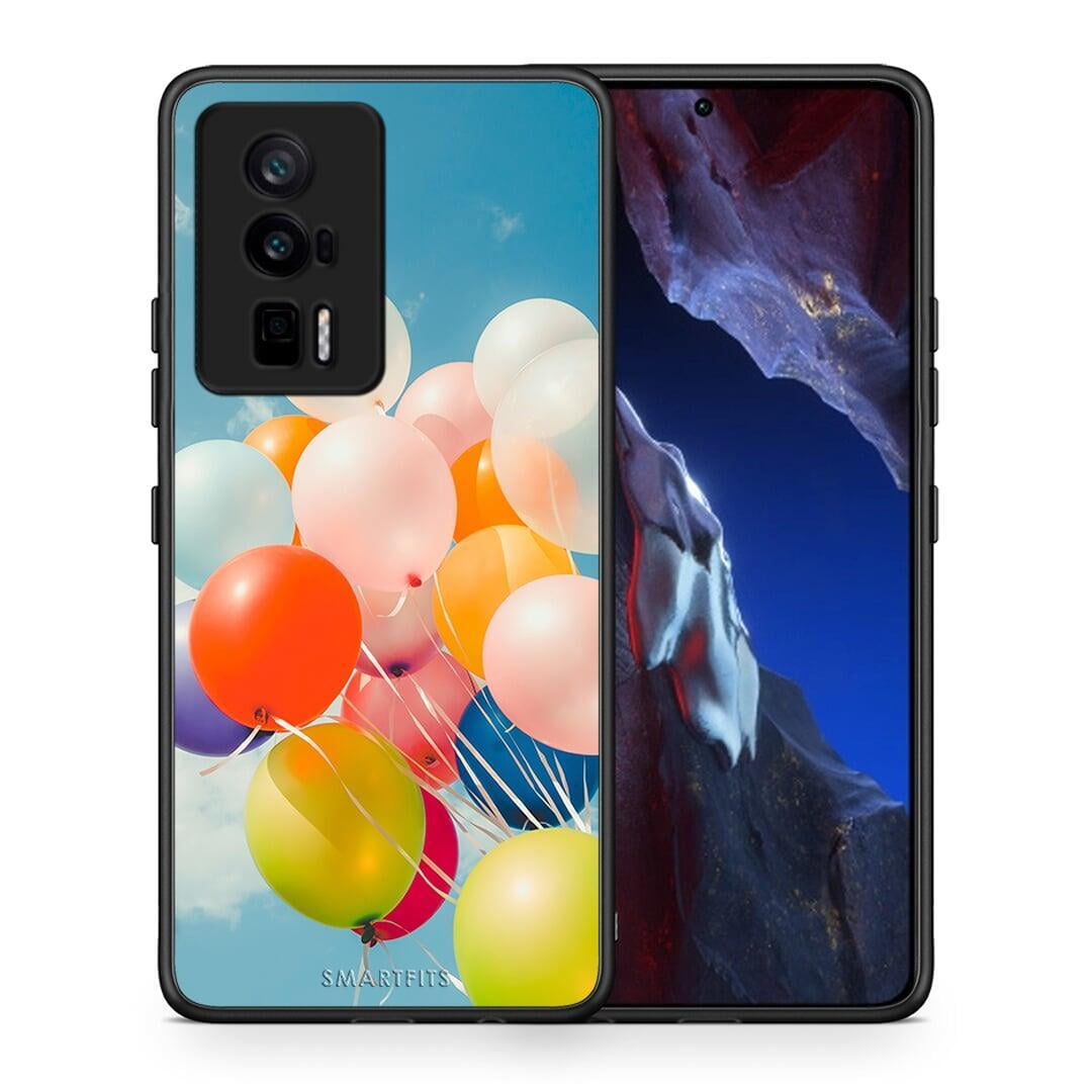 Θήκη Xiaomi Poco F5 Pro / Redmi K60 Pro Colorful Balloons από τη Smartfits με σχέδιο στο πίσω μέρος και μαύρο περίβλημα | Xiaomi Poco F5 Pro / Redmi K60 Pro Colorful Balloons Case with Colorful Back and Black Bezels