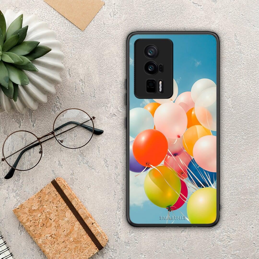 Θήκη Xiaomi Poco F5 Pro / Redmi K60 Pro Colorful Balloons από τη Smartfits με σχέδιο στο πίσω μέρος και μαύρο περίβλημα | Xiaomi Poco F5 Pro / Redmi K60 Pro Colorful Balloons Case with Colorful Back and Black Bezels