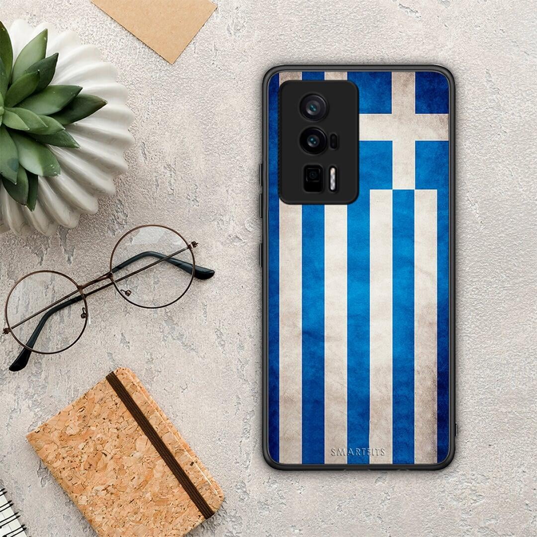 Θήκη Xiaomi Poco F5 Pro / Redmi K60 Pro Flag Greek από τη Smartfits με σχέδιο στο πίσω μέρος και μαύρο περίβλημα | Xiaomi Poco F5 Pro / Redmi K60 Pro Flag Greek Case with Colorful Back and Black Bezels