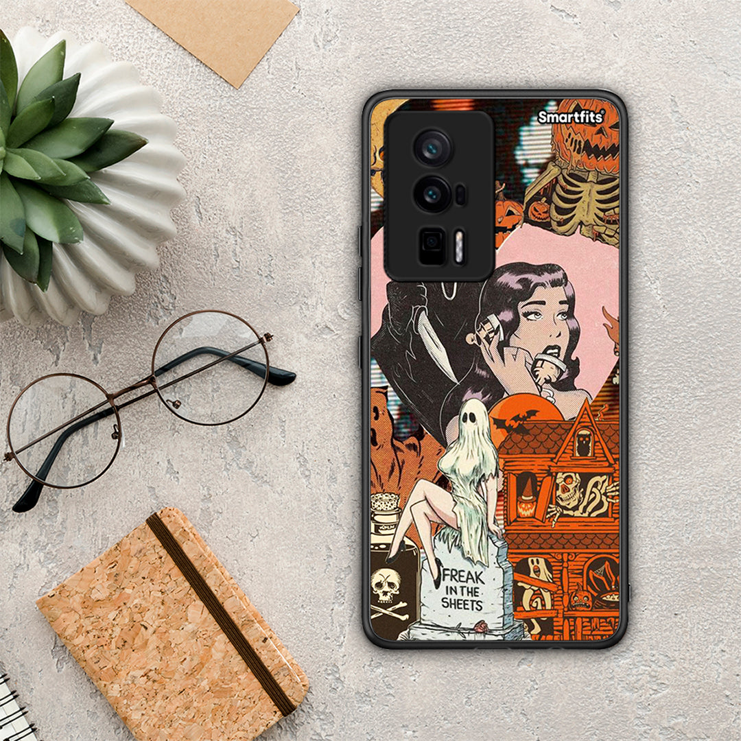 Θήκη Xiaomi Poco F5 Pro / Redmi K60 Pro Halloween Collage από τη Smartfits με σχέδιο στο πίσω μέρος και μαύρο περίβλημα | Xiaomi Poco F5 Pro / Redmi K60 Pro Halloween Collage Case with Colorful Back and Black Bezels