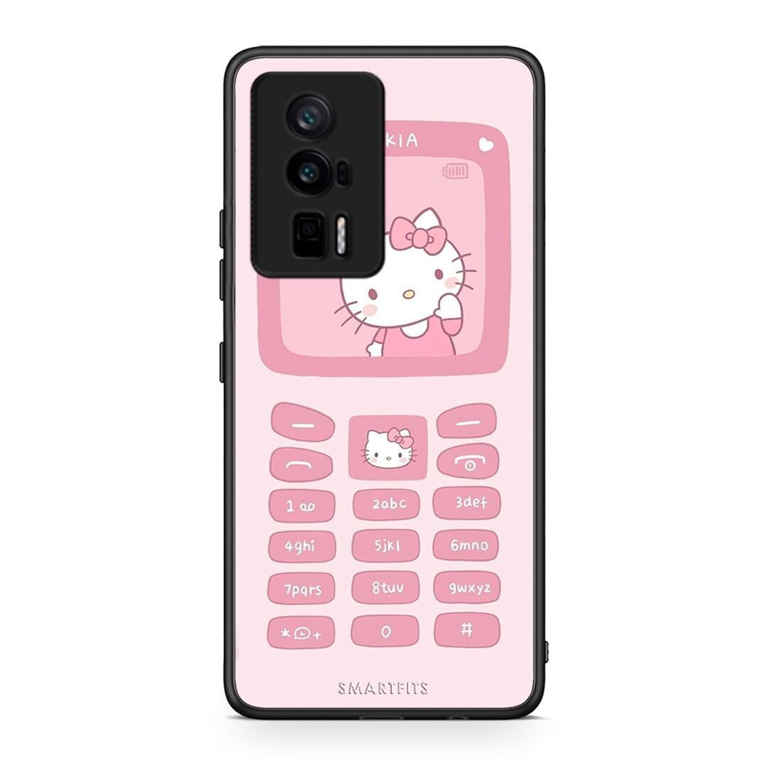 Θήκη Xiaomi Poco F5 Pro / Redmi K60 Pro Hello Kitten από τη Smartfits με σχέδιο στο πίσω μέρος και μαύρο περίβλημα | Xiaomi Poco F5 Pro / Redmi K60 Pro Hello Kitten Case with Colorful Back and Black Bezels