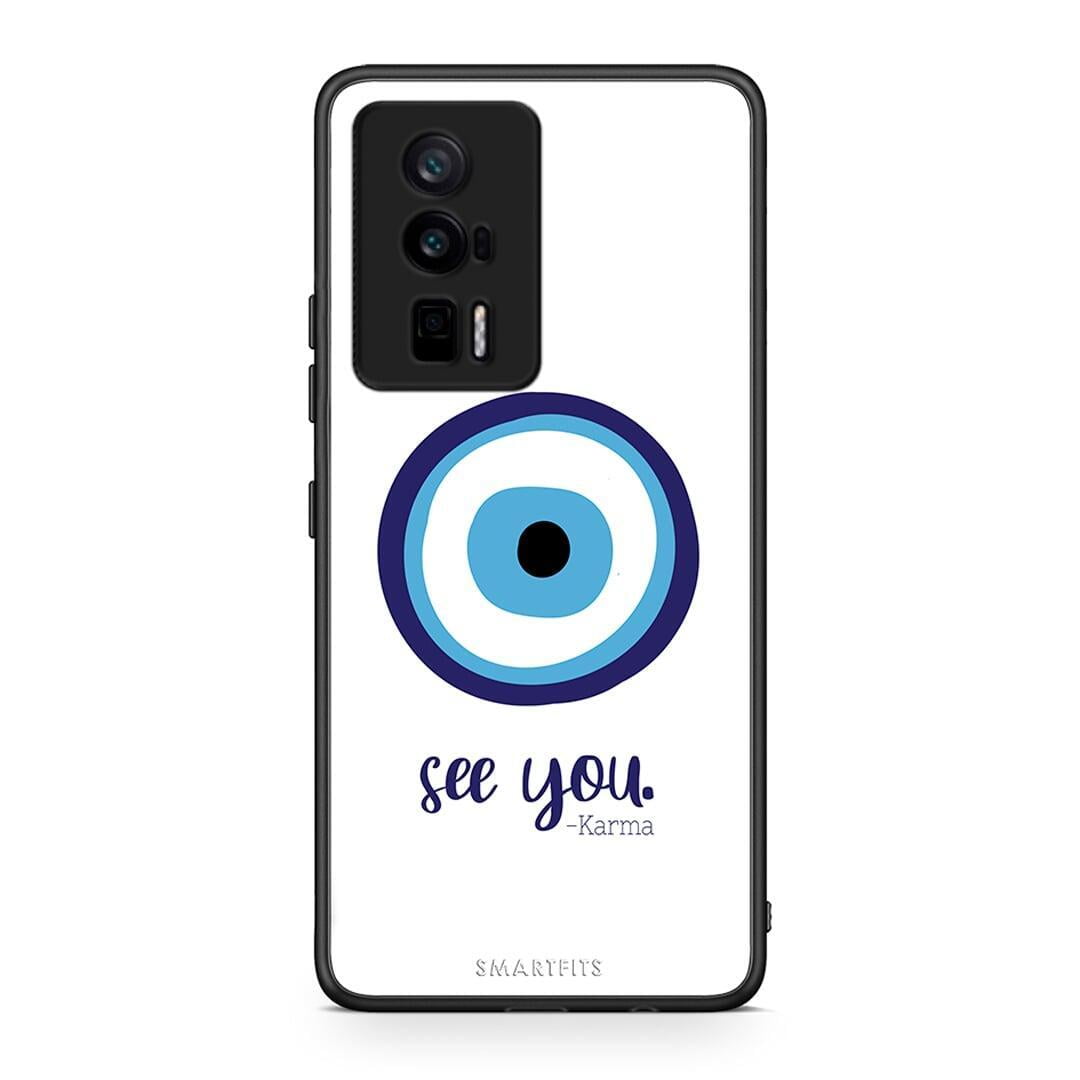 Θήκη Xiaomi Poco F5 Pro / Redmi K60 Pro Karma Says από τη Smartfits με σχέδιο στο πίσω μέρος και μαύρο περίβλημα | Xiaomi Poco F5 Pro / Redmi K60 Pro Karma Says Case with Colorful Back and Black Bezels