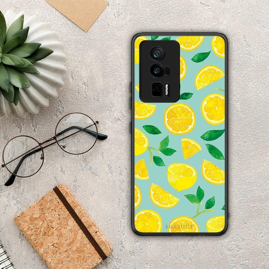 Θήκη Xiaomi Poco F5 Pro / Redmi K60 Pro Lemons από τη Smartfits με σχέδιο στο πίσω μέρος και μαύρο περίβλημα | Xiaomi Poco F5 Pro / Redmi K60 Pro Lemons Case with Colorful Back and Black Bezels