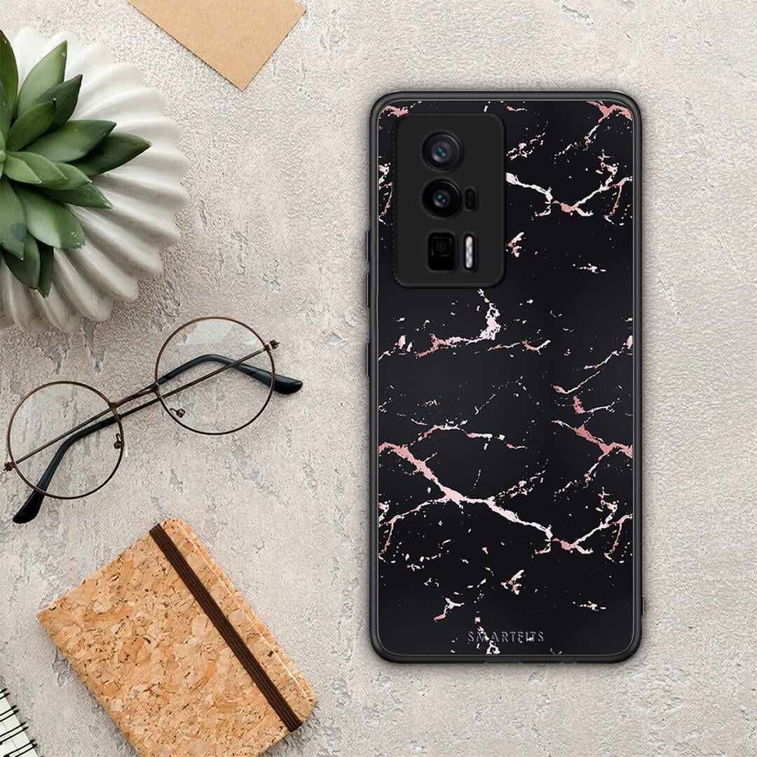 Θήκη Xiaomi Poco F5 Pro / Redmi K60 Pro Marble Black Rosegold από τη Smartfits με σχέδιο στο πίσω μέρος και μαύρο περίβλημα | Xiaomi Poco F5 Pro / Redmi K60 Pro Marble Black Rosegold Case with Colorful Back and Black Bezels