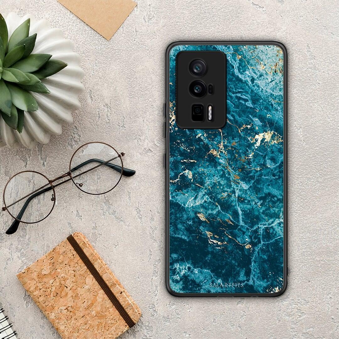 Θήκη Xiaomi Poco F5 Pro / Redmi K60 Pro Marble Blue από τη Smartfits με σχέδιο στο πίσω μέρος και μαύρο περίβλημα | Xiaomi Poco F5 Pro / Redmi K60 Pro Marble Blue Case with Colorful Back and Black Bezels