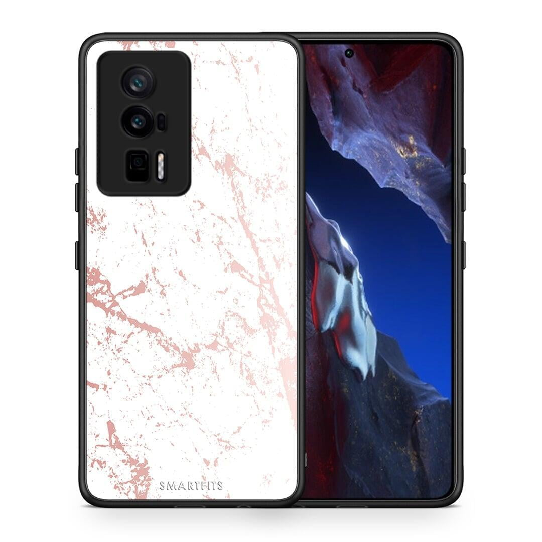 Θήκη Xiaomi Poco F5 Pro / Redmi K60 Pro Marble Pink Splash από τη Smartfits με σχέδιο στο πίσω μέρος και μαύρο περίβλημα | Xiaomi Poco F5 Pro / Redmi K60 Pro Marble Pink Splash Case with Colorful Back and Black Bezels