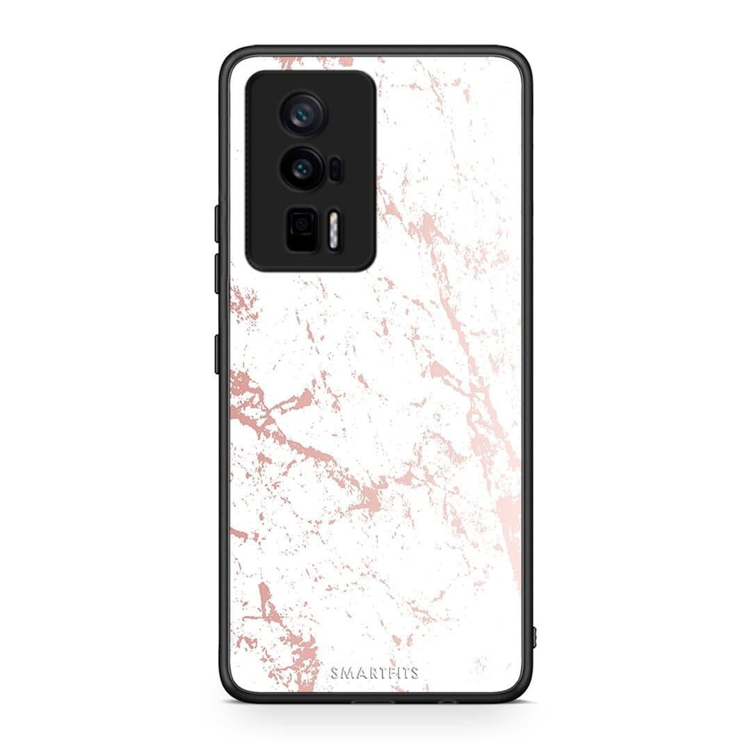 Θήκη Xiaomi Poco F5 Pro / Redmi K60 Pro Marble Pink Splash από τη Smartfits με σχέδιο στο πίσω μέρος και μαύρο περίβλημα | Xiaomi Poco F5 Pro / Redmi K60 Pro Marble Pink Splash Case with Colorful Back and Black Bezels