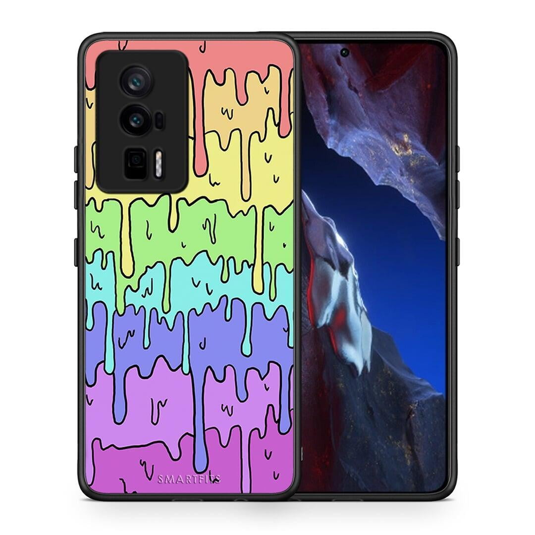 Θήκη Xiaomi Poco F5 Pro / Redmi K60 Pro Melting Rainbow από τη Smartfits με σχέδιο στο πίσω μέρος και μαύρο περίβλημα | Xiaomi Poco F5 Pro / Redmi K60 Pro Melting Rainbow Case with Colorful Back and Black Bezels