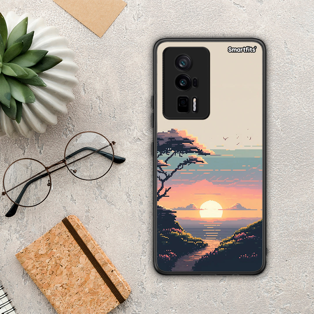 Θήκη Xiaomi Poco F5 Pro / Redmi K60 Pro Pixel Sunset από τη Smartfits με σχέδιο στο πίσω μέρος και μαύρο περίβλημα | Xiaomi Poco F5 Pro / Redmi K60 Pro Pixel Sunset Case with Colorful Back and Black Bezels