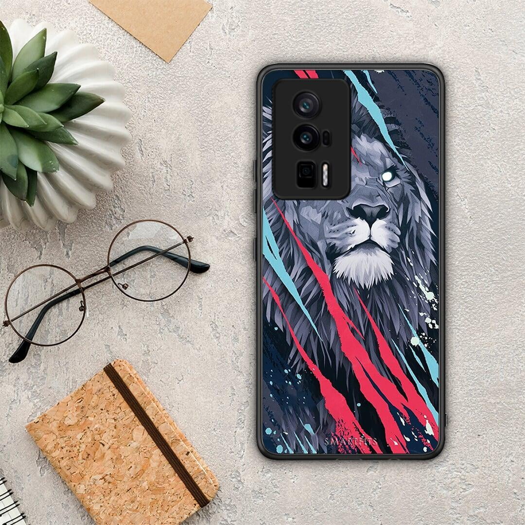 Θήκη Xiaomi Poco F5 Pro / Redmi K60 Pro PopArt Lion Designer από τη Smartfits με σχέδιο στο πίσω μέρος και μαύρο περίβλημα | Xiaomi Poco F5 Pro / Redmi K60 Pro PopArt Lion Designer Case with Colorful Back and Black Bezels