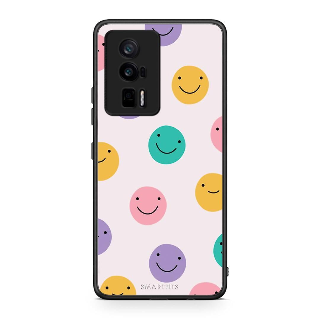 Θήκη Xiaomi Poco F5 Pro / Redmi K60 Pro Smiley Faces από τη Smartfits με σχέδιο στο πίσω μέρος και μαύρο περίβλημα | Xiaomi Poco F5 Pro / Redmi K60 Pro Smiley Faces Case with Colorful Back and Black Bezels