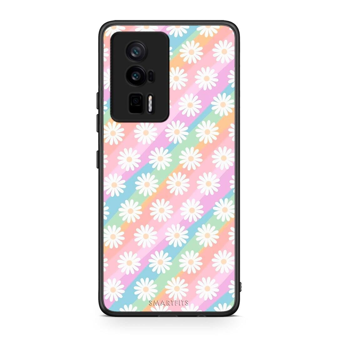 Θήκη Xiaomi Poco F5 Pro / Redmi K60 Pro White Daisies από τη Smartfits με σχέδιο στο πίσω μέρος και μαύρο περίβλημα | Xiaomi Poco F5 Pro / Redmi K60 Pro White Daisies Case with Colorful Back and Black Bezels