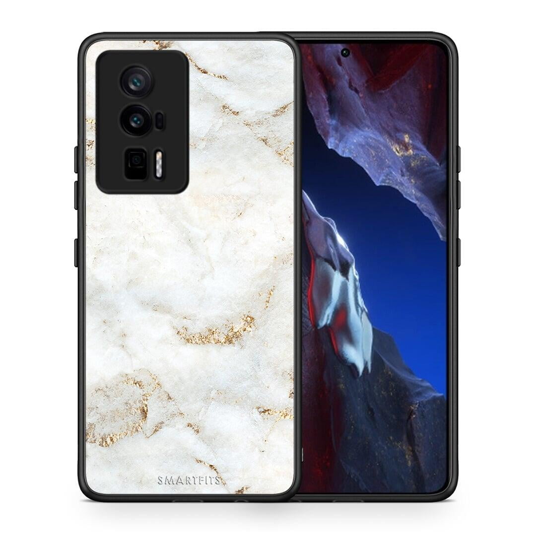 Θήκη Xiaomi Poco F5 Pro / Redmi K60 Pro White Gold Marble από τη Smartfits με σχέδιο στο πίσω μέρος και μαύρο περίβλημα | Xiaomi Poco F5 Pro / Redmi K60 Pro White Gold Marble Case with Colorful Back and Black Bezels