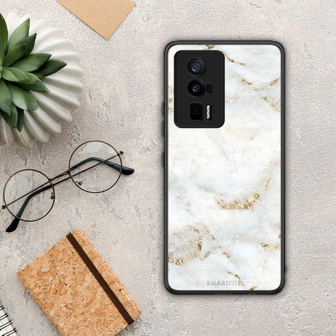 Θήκη Xiaomi Poco F5 Pro / Redmi K60 Pro White Gold Marble από τη Smartfits με σχέδιο στο πίσω μέρος και μαύρο περίβλημα | Xiaomi Poco F5 Pro / Redmi K60 Pro White Gold Marble Case with Colorful Back and Black Bezels