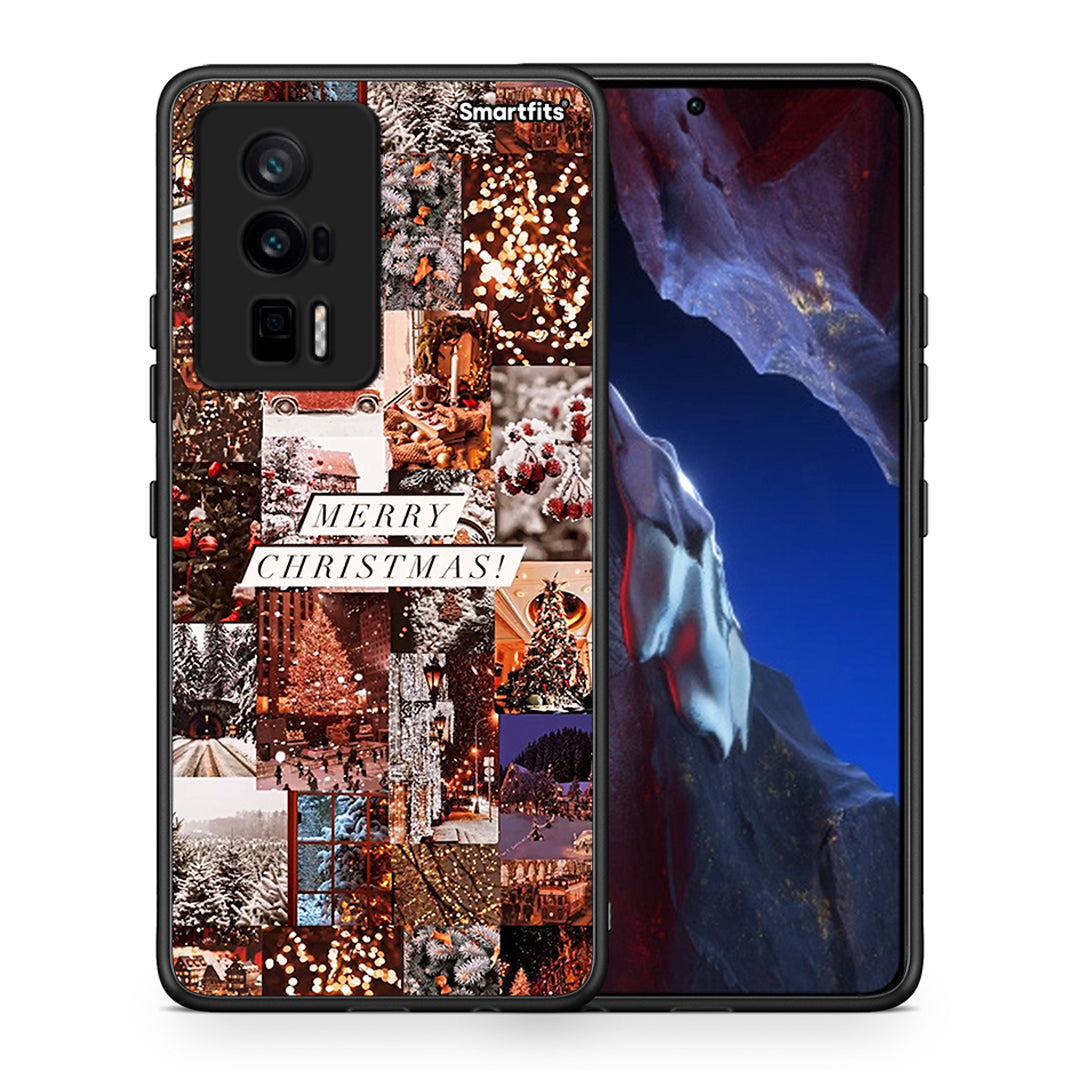 Θήκη Xiaomi Poco F5 Pro / Redmi K60 Pro Xmas Collage από τη Smartfits με σχέδιο στο πίσω μέρος και μαύρο περίβλημα | Xiaomi Poco F5 Pro / Redmi K60 Pro Xmas Collage Case with Colorful Back and Black Bezels