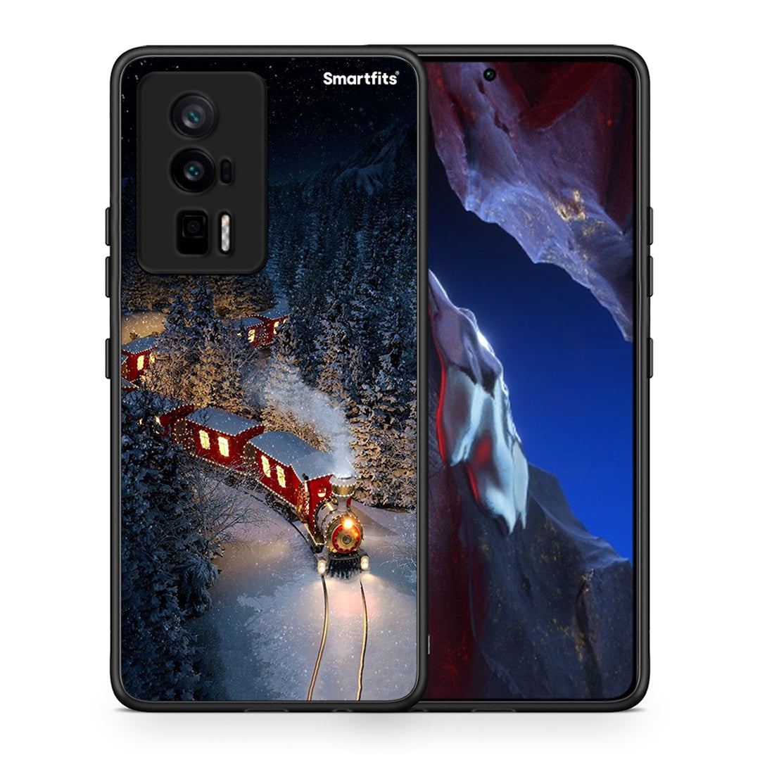 Θήκη Xiaomi Poco F5 Pro / Redmi K60 Pro Xmas Train από τη Smartfits με σχέδιο στο πίσω μέρος και μαύρο περίβλημα | Xiaomi Poco F5 Pro / Redmi K60 Pro Xmas Train Case with Colorful Back and Black Bezels