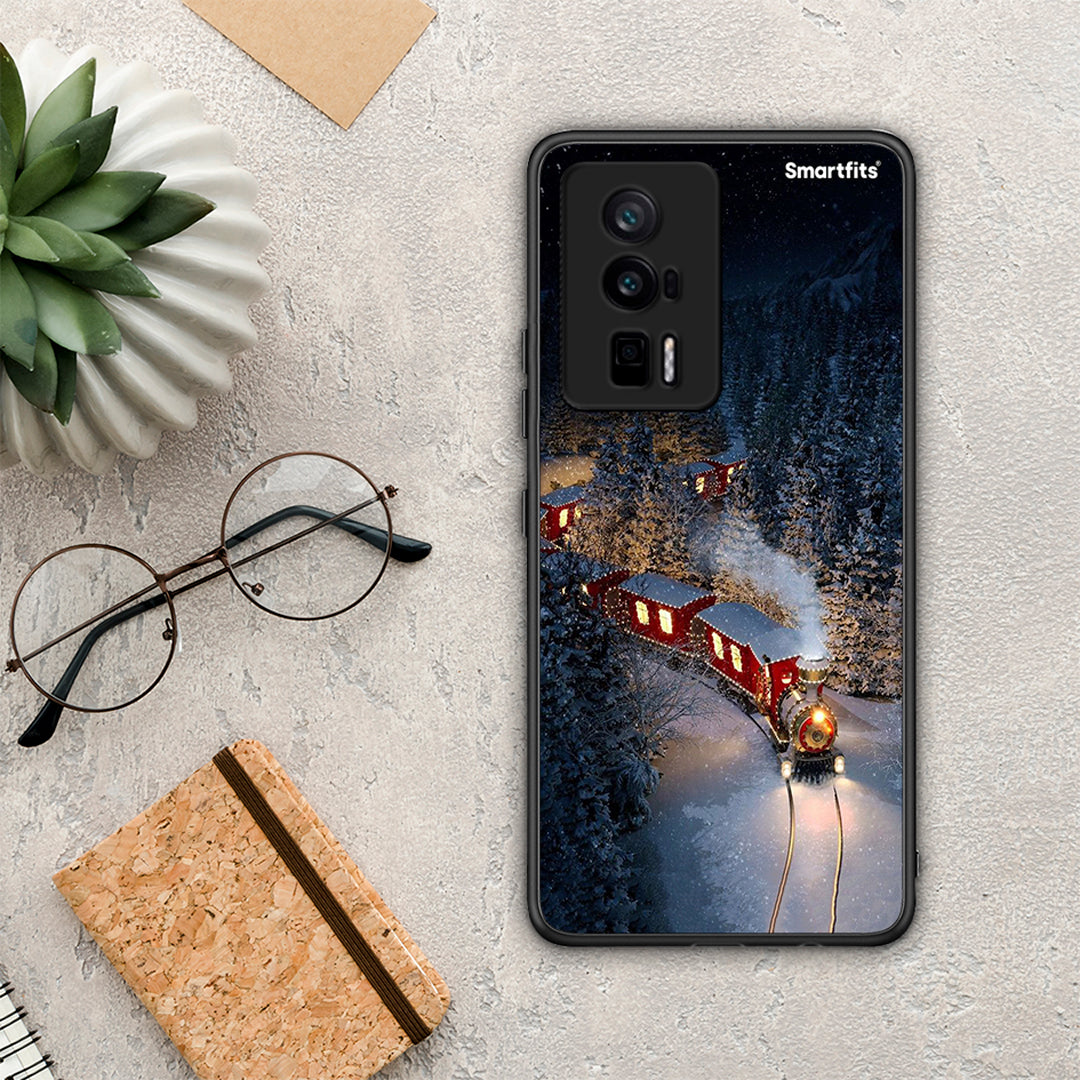 Θήκη Xiaomi Poco F5 Pro / Redmi K60 Pro Xmas Train από τη Smartfits με σχέδιο στο πίσω μέρος και μαύρο περίβλημα | Xiaomi Poco F5 Pro / Redmi K60 Pro Xmas Train Case with Colorful Back and Black Bezels