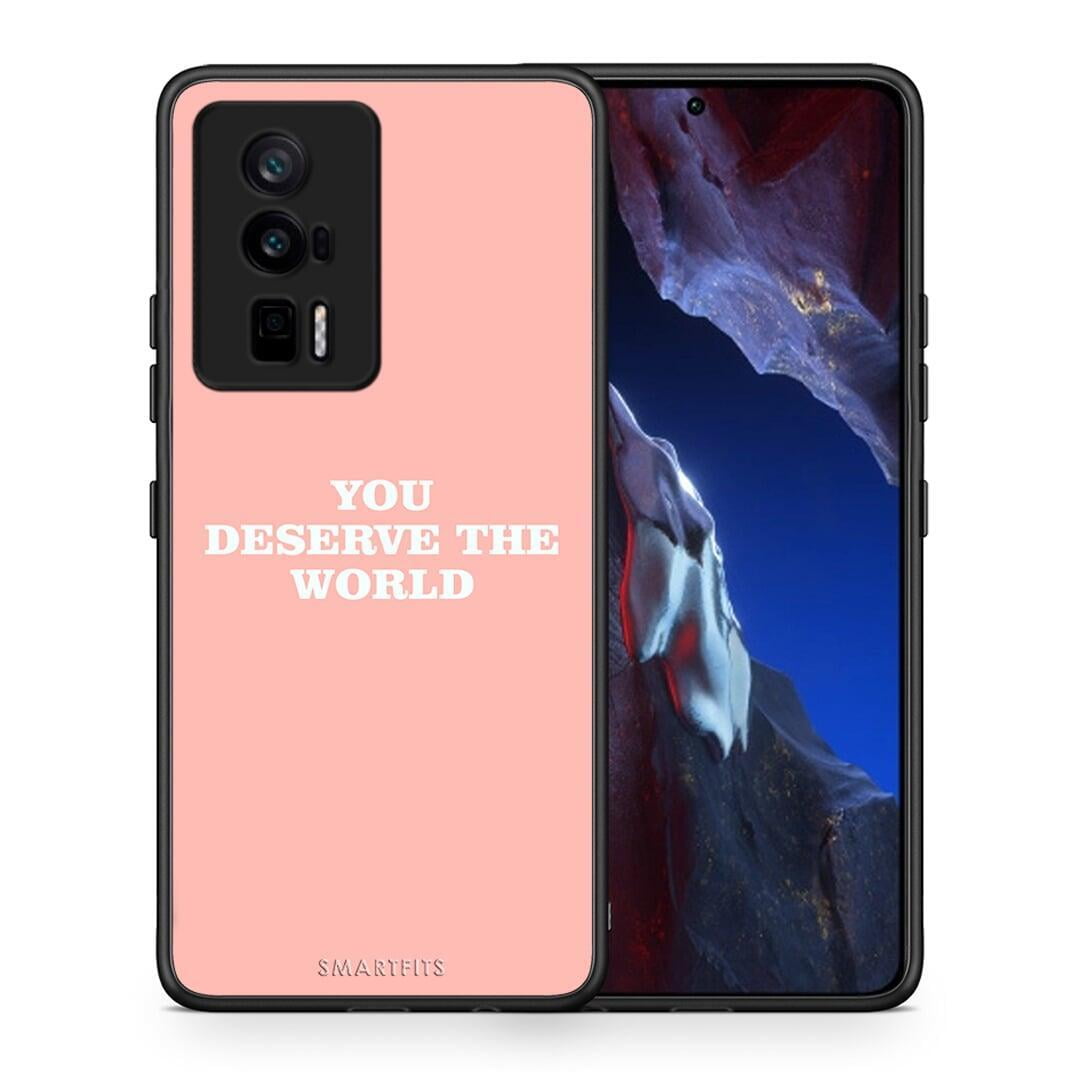 Θήκη Xiaomi Poco F5 Pro / Redmi K60 Pro You Deserve The World από τη Smartfits με σχέδιο στο πίσω μέρος και μαύρο περίβλημα | Xiaomi Poco F5 Pro / Redmi K60 Pro You Deserve The World Case with Colorful Back and Black Bezels