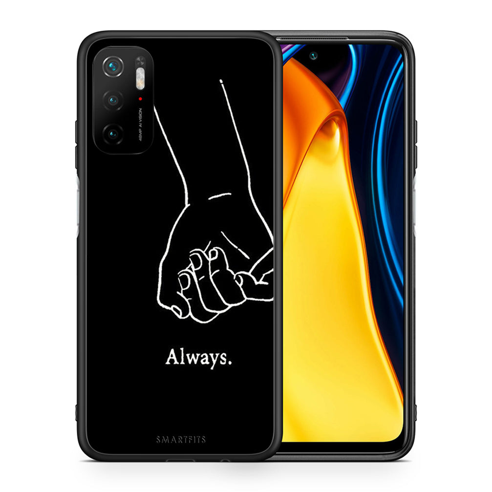 Θήκη Αγίου Βαλεντίνου Xiaomi Poco M3 Pro Always & Forever 1 από τη Smartfits με σχέδιο στο πίσω μέρος και μαύρο περίβλημα | Xiaomi Poco M3 Pro Always & Forever 1 case with colorful back and black bezels