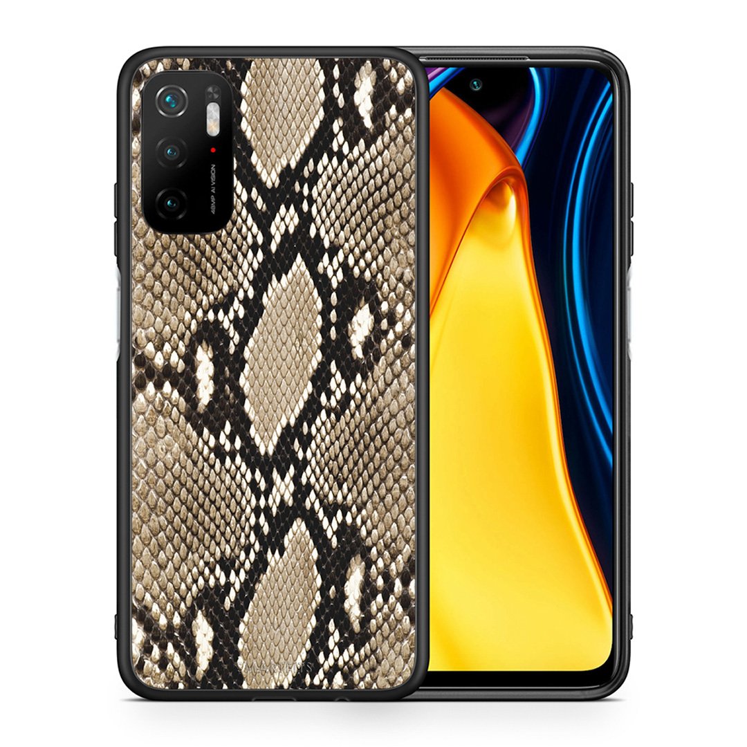 Θήκη Xiaomi Redmi Note 10 5G/Poco M3 Pro Fashion Snake Animal από τη Smartfits με σχέδιο στο πίσω μέρος και μαύρο περίβλημα | Xiaomi Redmi Note 10 5G/Poco M3 Pro Fashion Snake Animal case with colorful back and black bezels