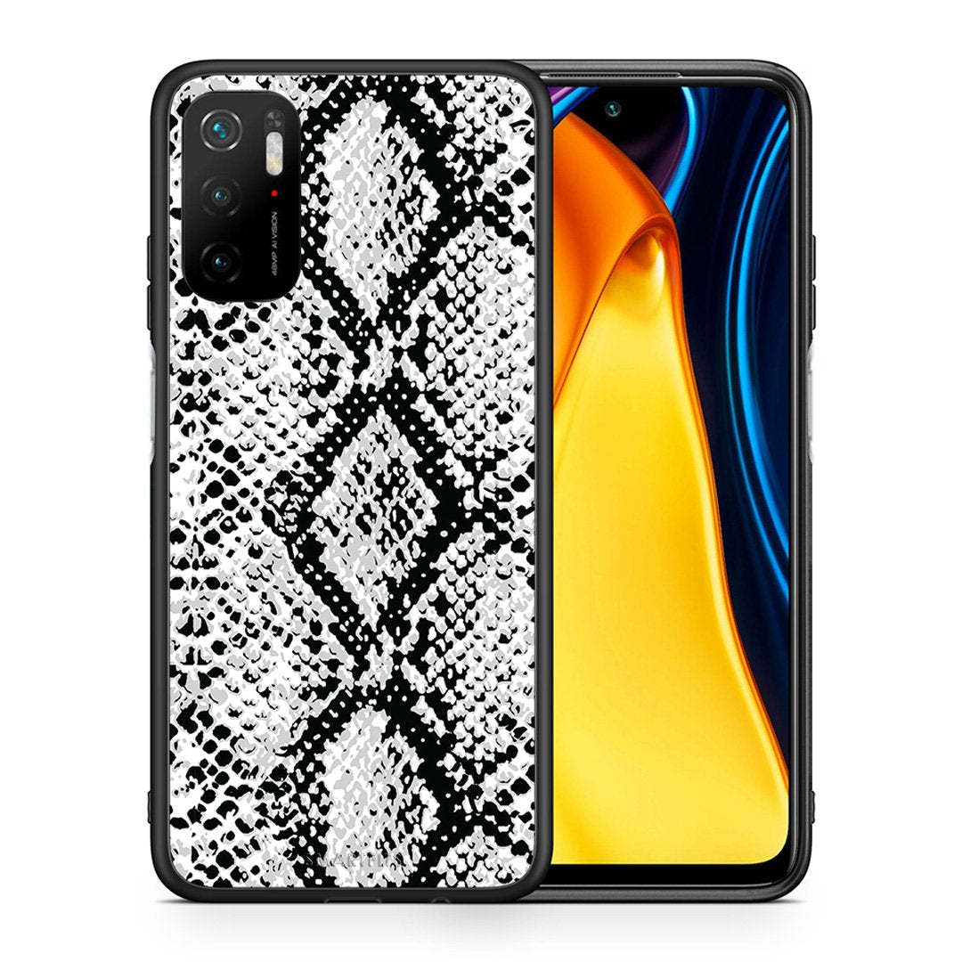 Θήκη Xiaomi Redmi Note 10 5G/Poco M3 Pro White Snake Animal από τη Smartfits με σχέδιο στο πίσω μέρος και μαύρο περίβλημα | Xiaomi Redmi Note 10 5G/Poco M3 Pro White Snake Animal case with colorful back and black bezels