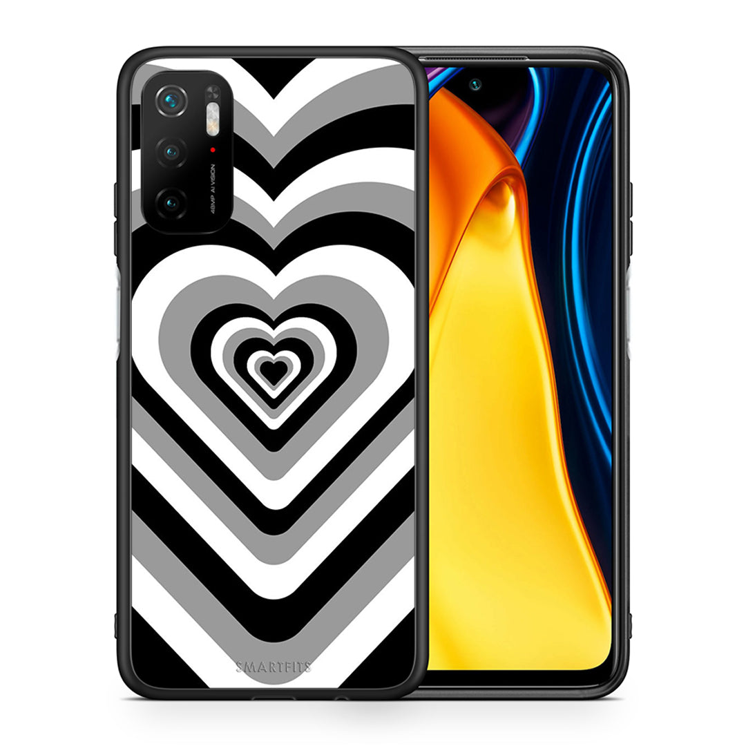 Θήκη Xiaomi Redmi Note 10 5G/Poco M3 Pro Black Hearts από τη Smartfits με σχέδιο στο πίσω μέρος και μαύρο περίβλημα | Xiaomi Redmi Note 10 5G/Poco M3 Pro Black Hearts case with colorful back and black bezels